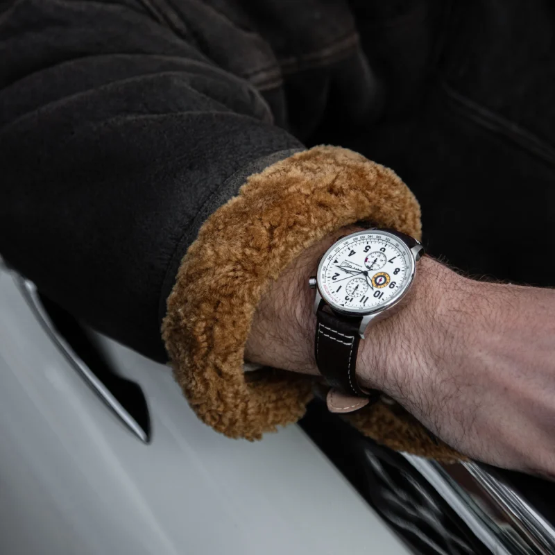 avi-8 white chronograph pilot quartz watch